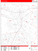 Ellicott City Digital Map Red Line Style